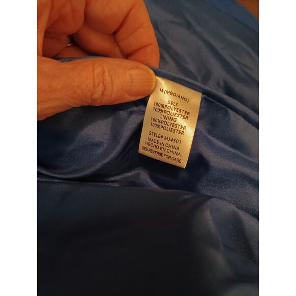 GeeGee Women's Ruffled Sleeves Blue Puffer Vest Zipper Pockets Size Medium - Picture 9 of 11